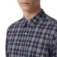 NAVY IP PATTERN Chemise en coton à motif check et emblèmes du Cavalier