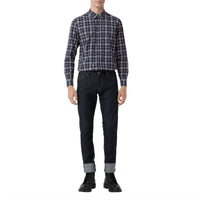 NAVY IP PATTERN Chemise en coton à motif check et emblèmes du Cavalier