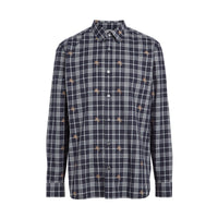 NAVY IP PATTERN Chemise en coton à motif check et emblèmes du Cavalier