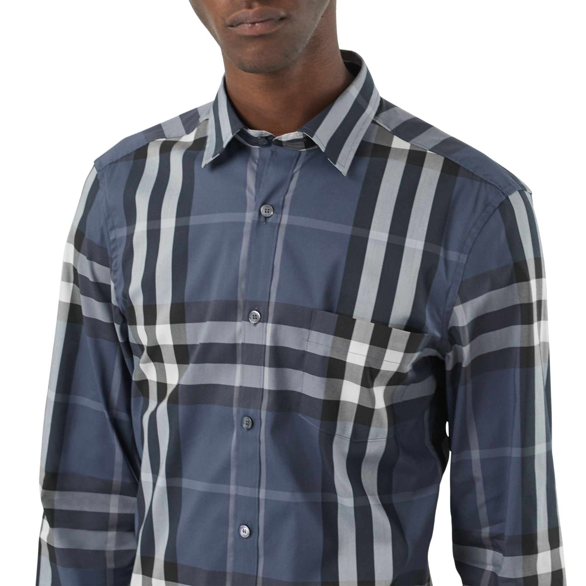 THISTLE BLUE Chemise en coton extensible à motif check
