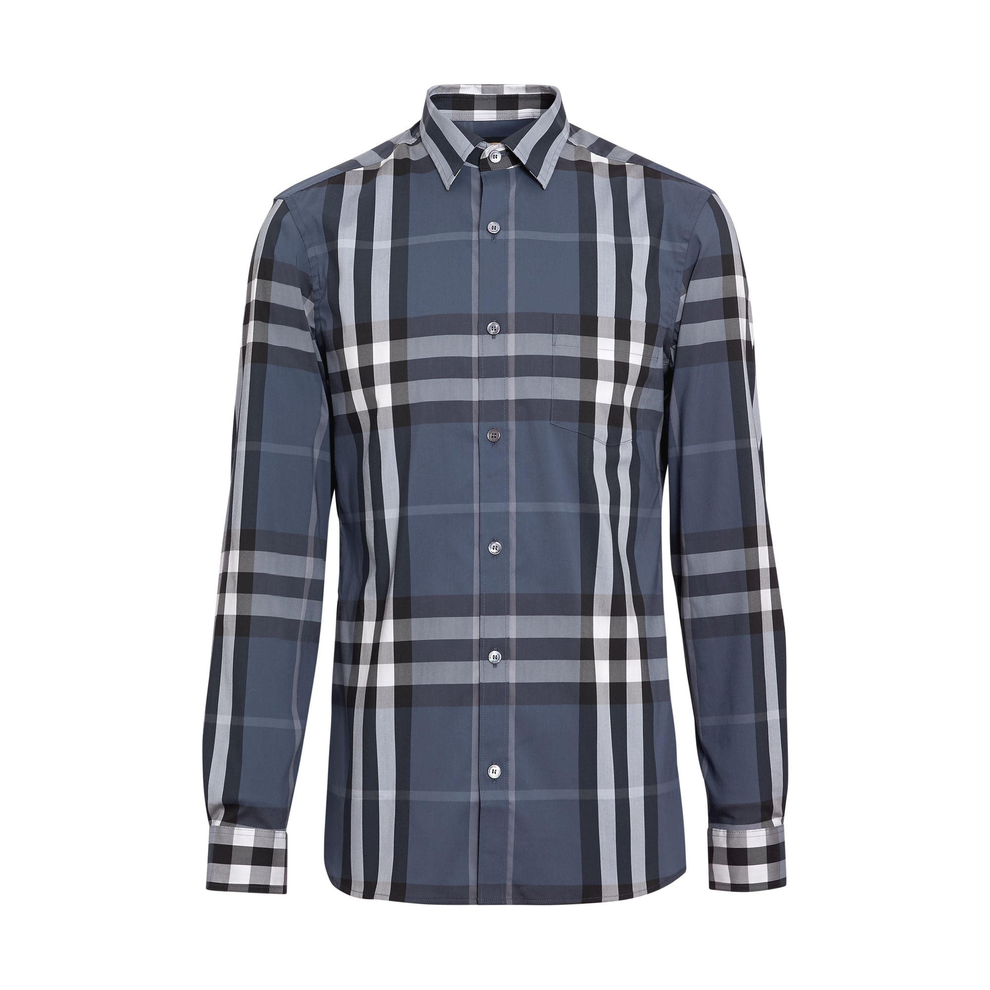 THISTLE BLUE Chemise en coton extensible à motif check