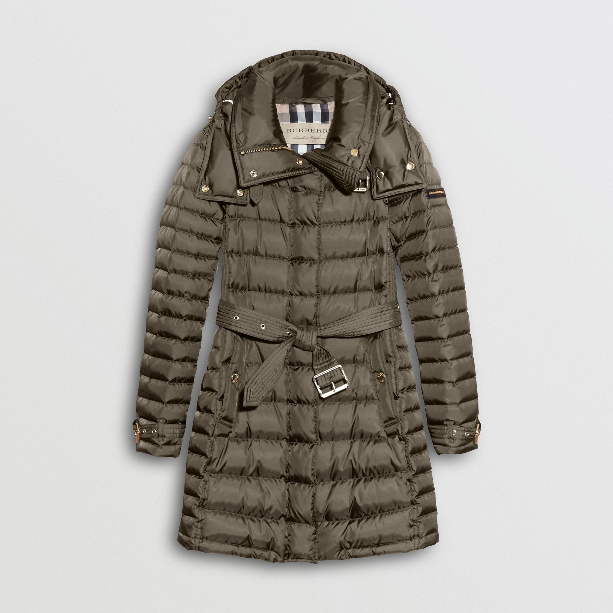 MINK GREY Doudoune ceinturée avec capuche amovible