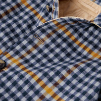 Paletot réversible en laine et coton à motif check - Bleu toile