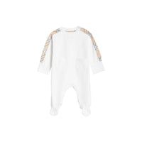 Coffret cadeau trois pièces en coton à motif check pour bébé - Blanc