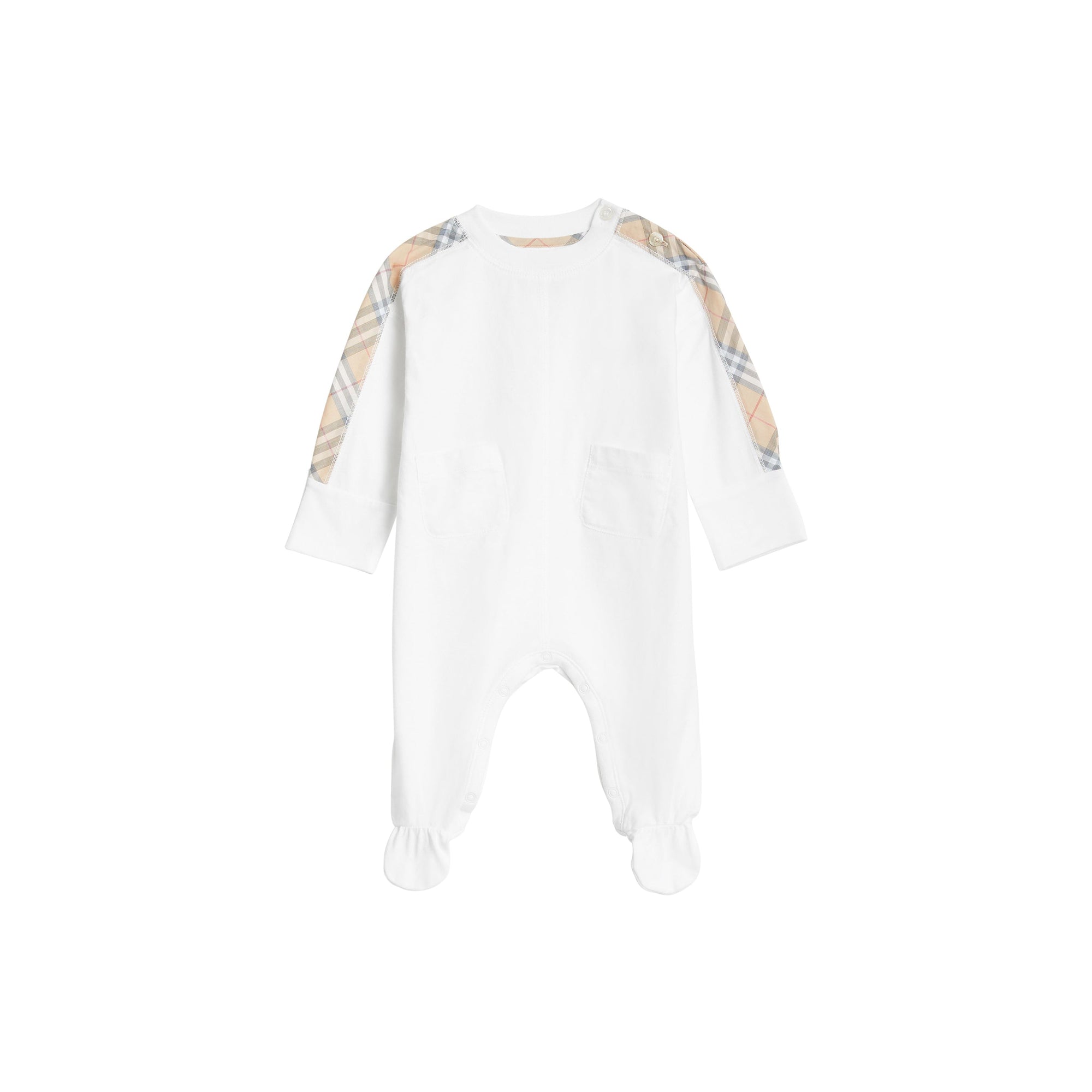 Coffret cadeau trois pièces en coton à motif check pour bébé - Blanc
