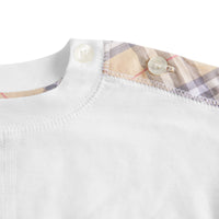 Coffret cadeau trois pièces en coton à motif check pour bébé - Blanc