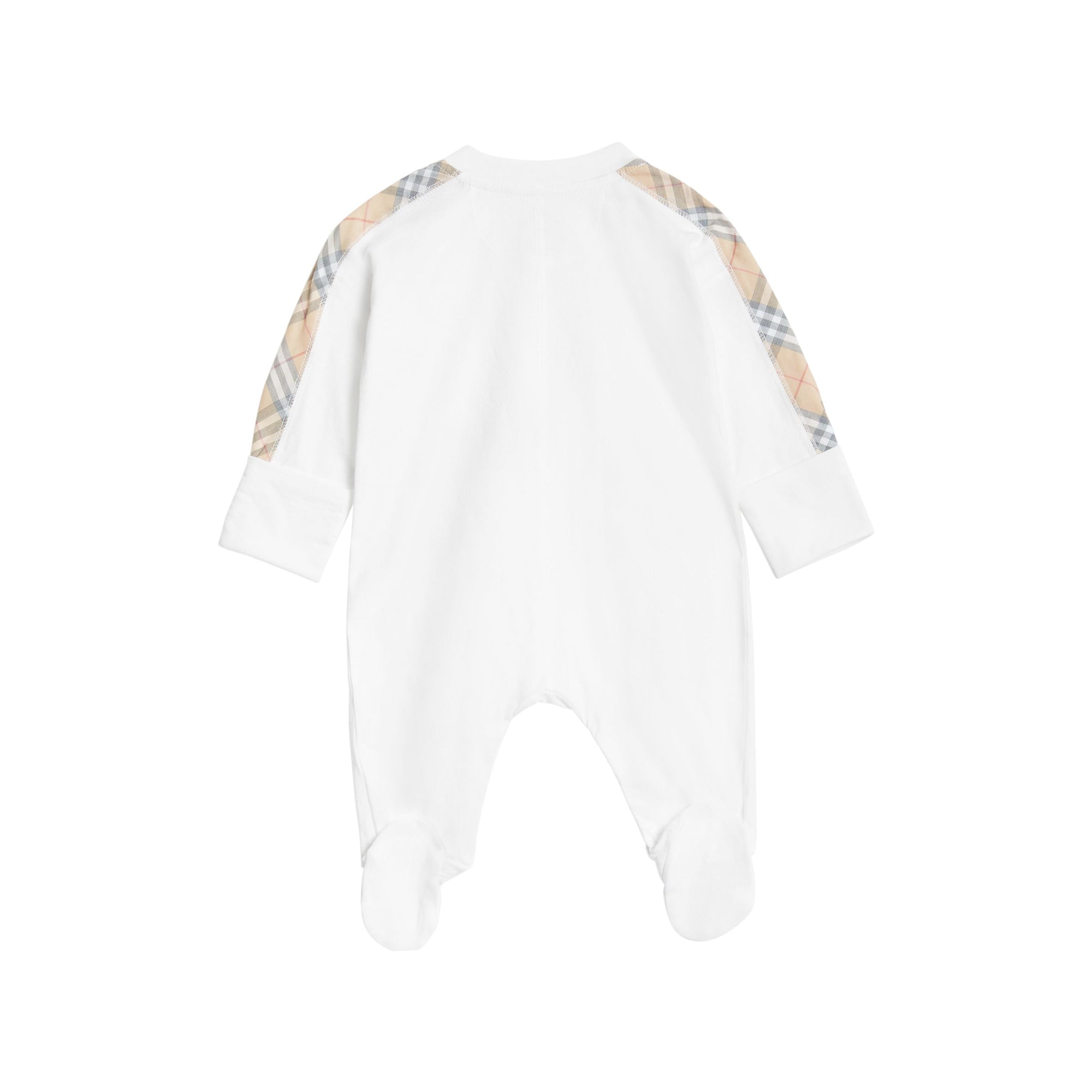 Coffret cadeau trois pièces en coton à motif check pour bébé - Blanc