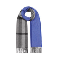 BRIGHT COBALT Écharpe en cachemire à motif check color-block