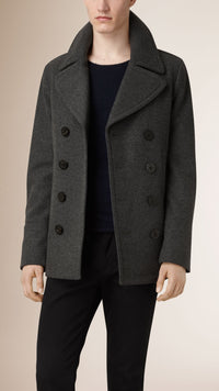 DARK GREY MELANGE Caban en laine et cachemire