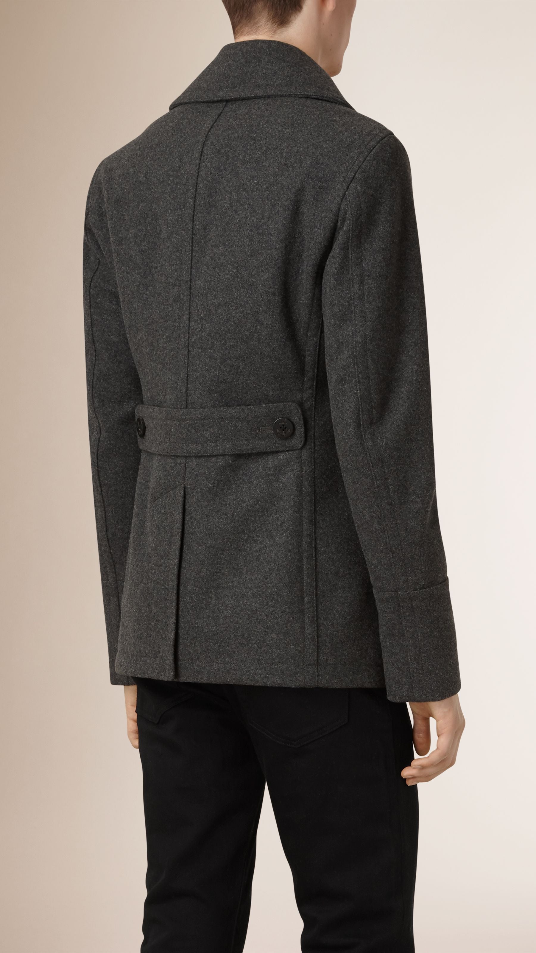 DARK GREY MELANGE Caban en laine et cachemire