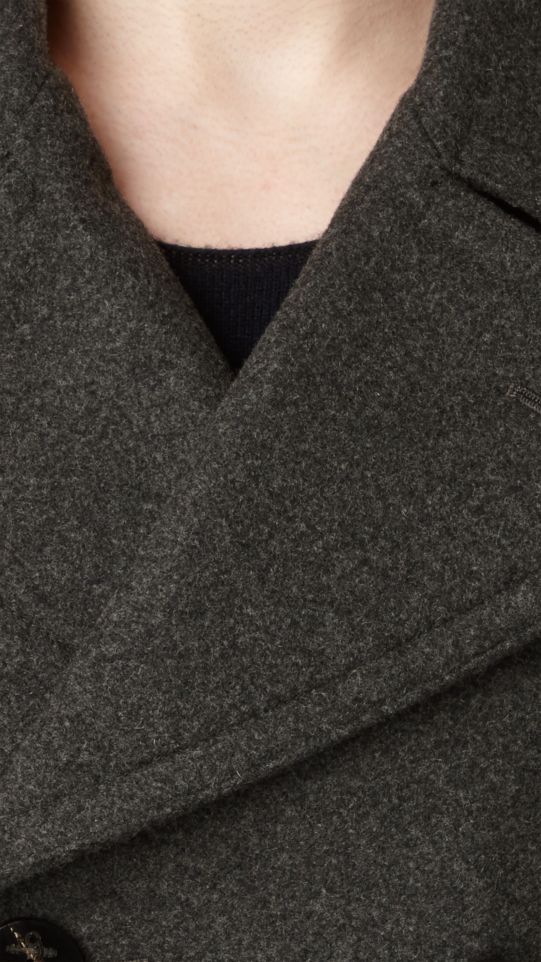 DARK GREY MELANGE Caban en laine et cachemire