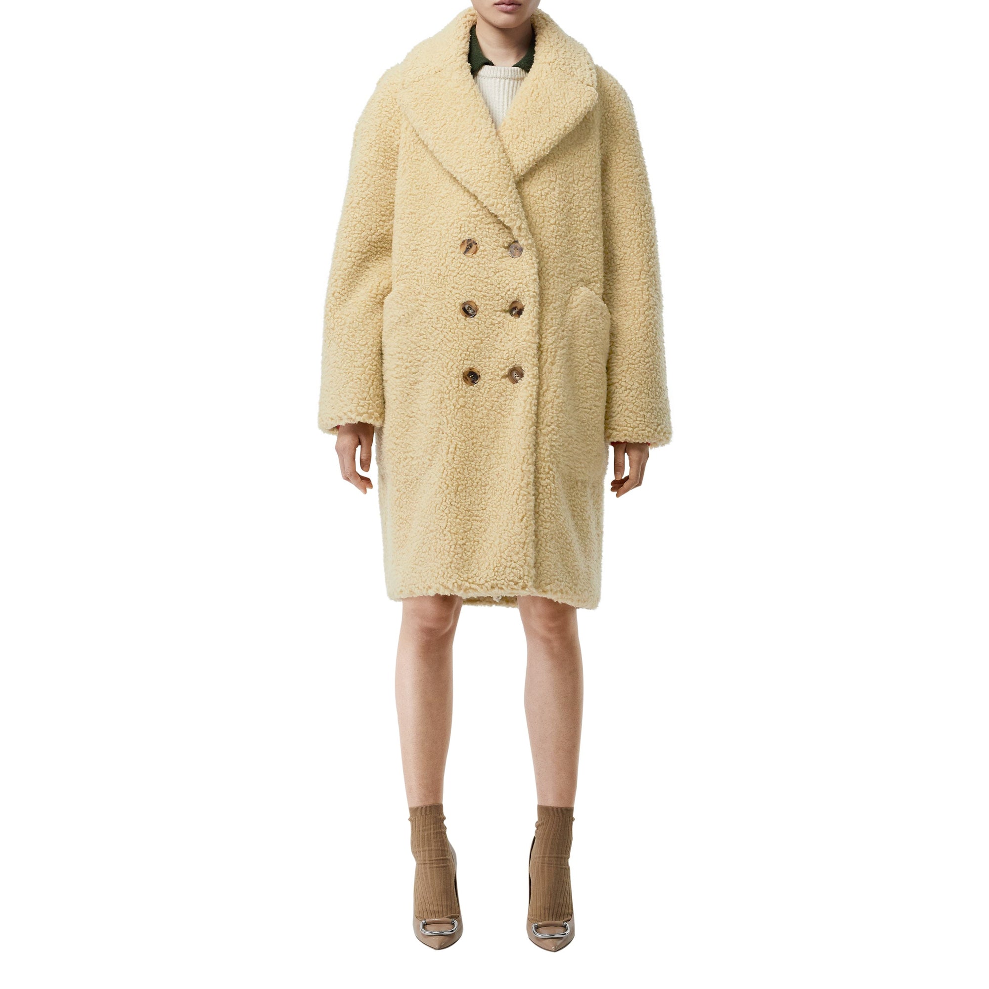 Manteau oversize à double boutonnage en faux shearling - Camomille