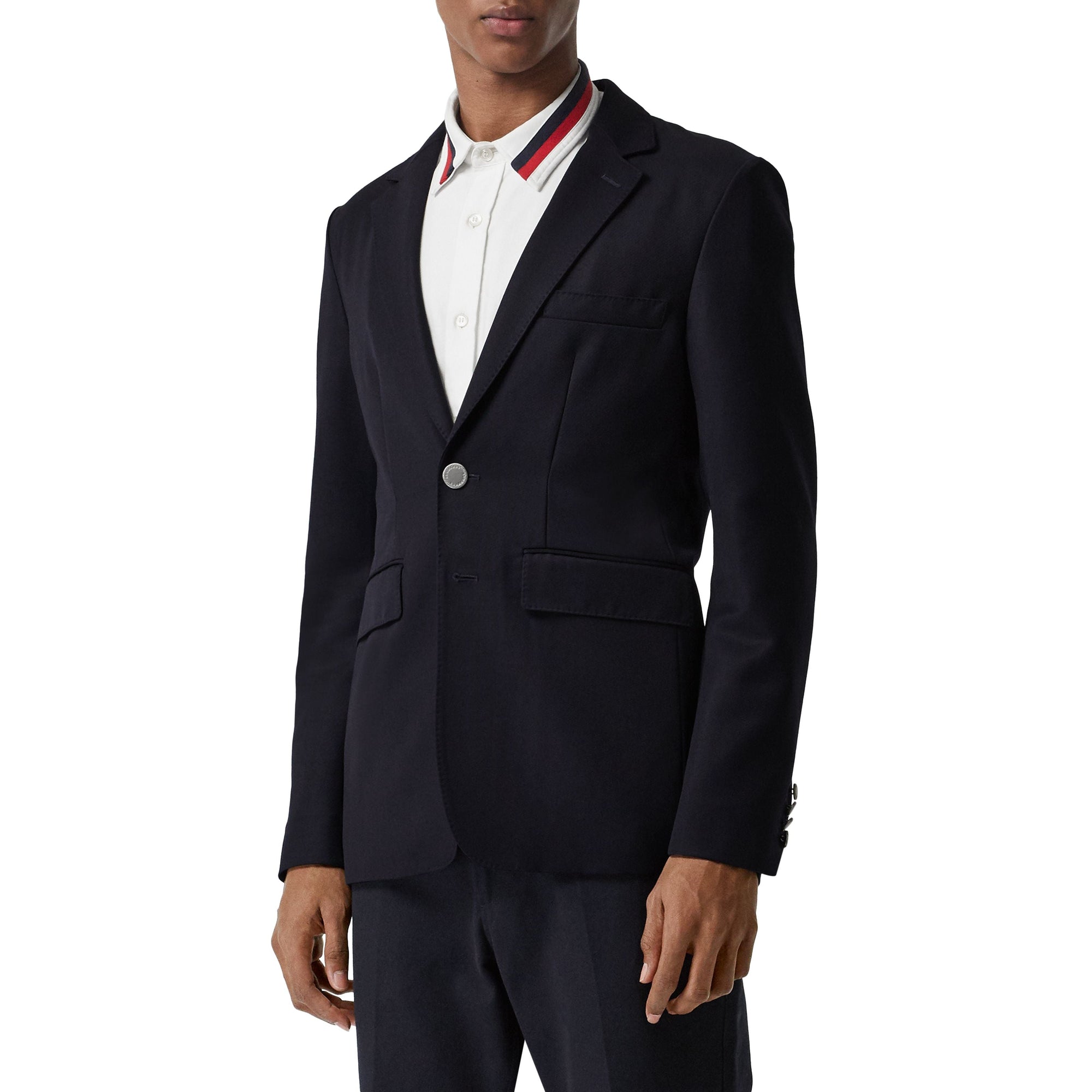 NAVY Blazer slim en gabardine de laine avec bouton en métal