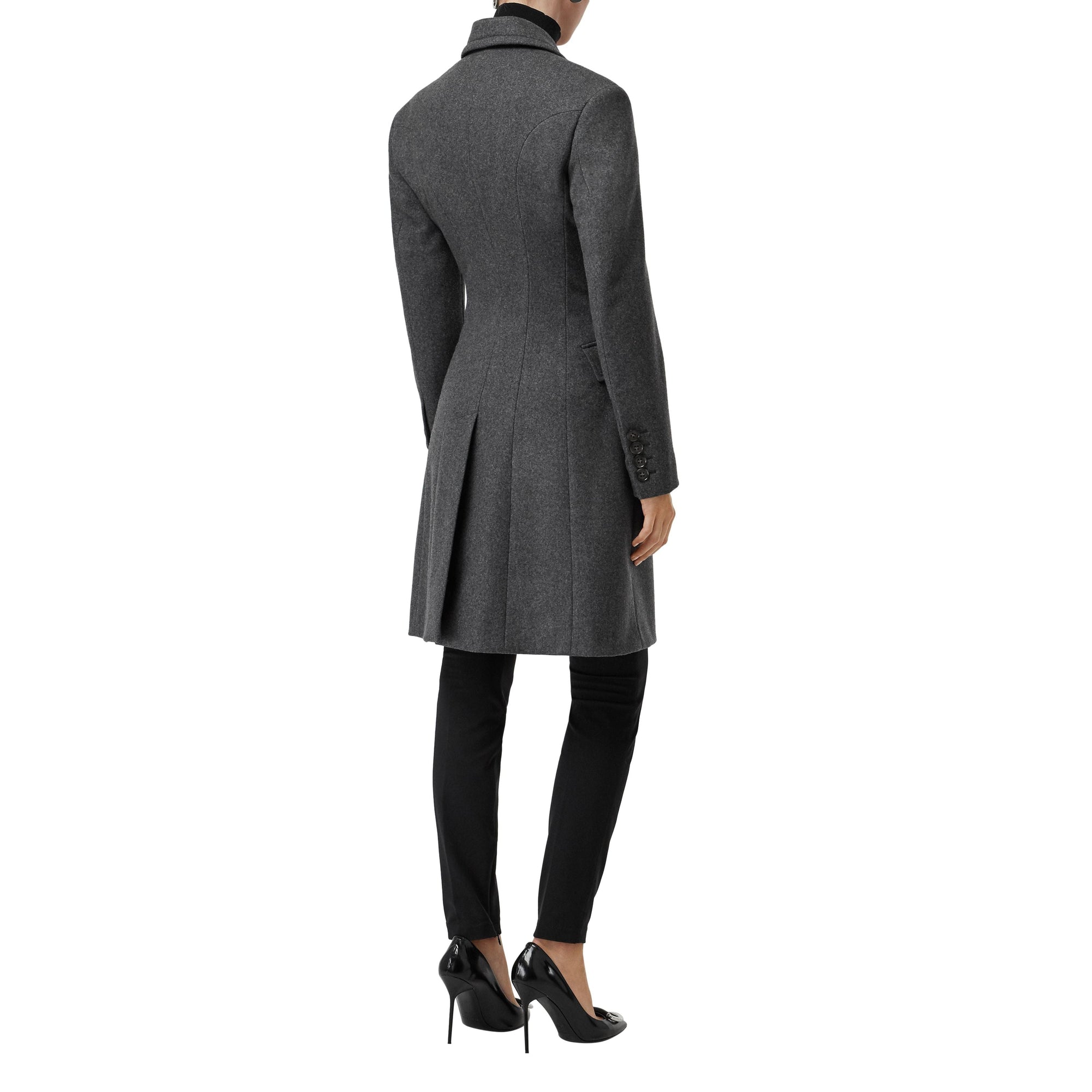 Manteau ajusté en laine à double boutonnage - Camaïeu de gris moyens
