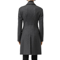 Manteau ajusté en laine à double boutonnage - Camaïeu de gris moyens