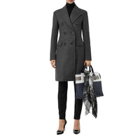 Manteau ajusté en laine à double boutonnage - Camaïeu de gris moyens