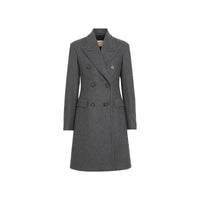 Manteau ajusté en laine à double boutonnage - Camaïeu de gris moyens