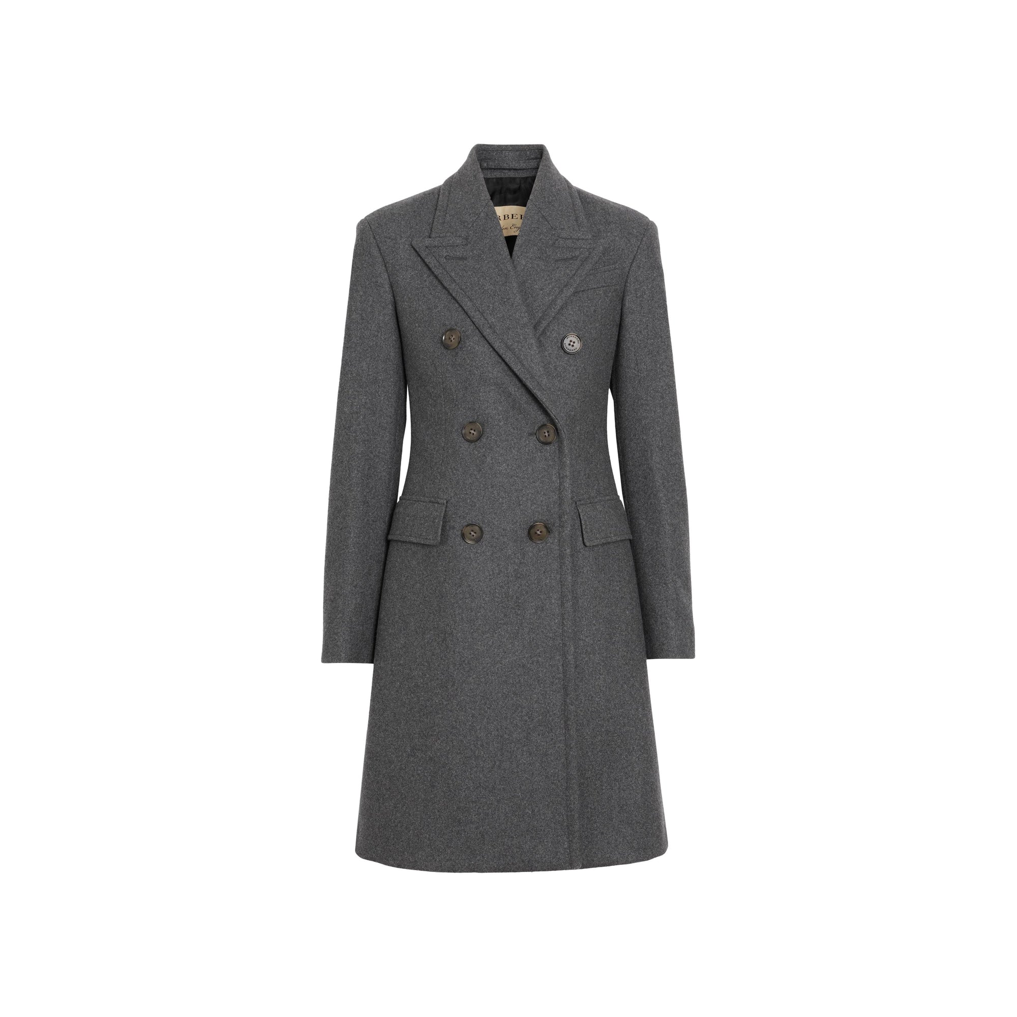 Manteau ajusté en laine à double boutonnage - Camaïeu de gris moyens