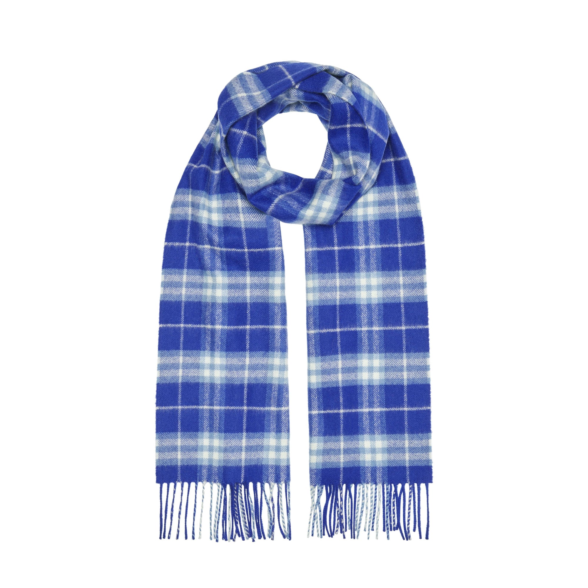 BRIGHT LAPIS Écharpe classique en cachemire à motif Vintage check