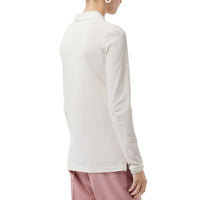 IVORY Polo à manches longues en piqué de coton avec patte à motif check