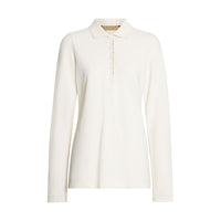 IVORY Polo à manches longues en piqué de coton avec patte à motif check