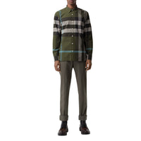ANTIQUE GREEN IP CHK Chemise en coton extensible à motif check