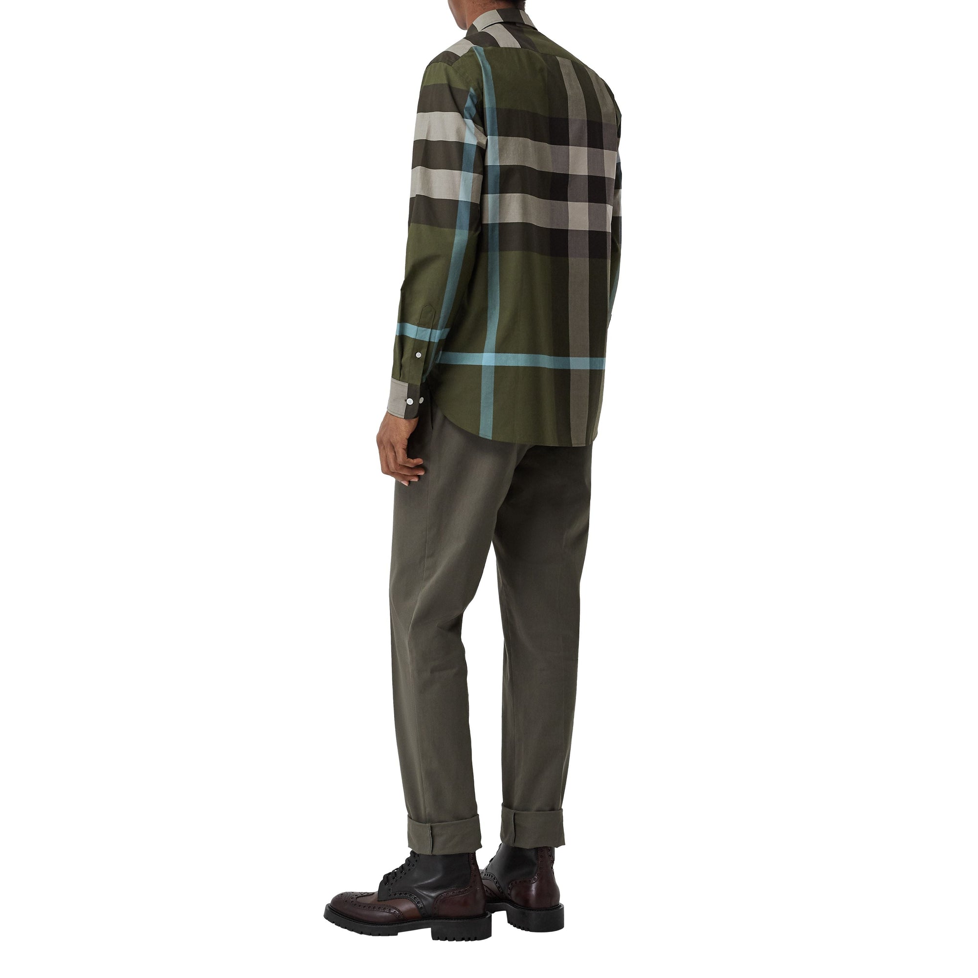 ANTIQUE GREEN IP CHK Chemise en coton extensible à motif check