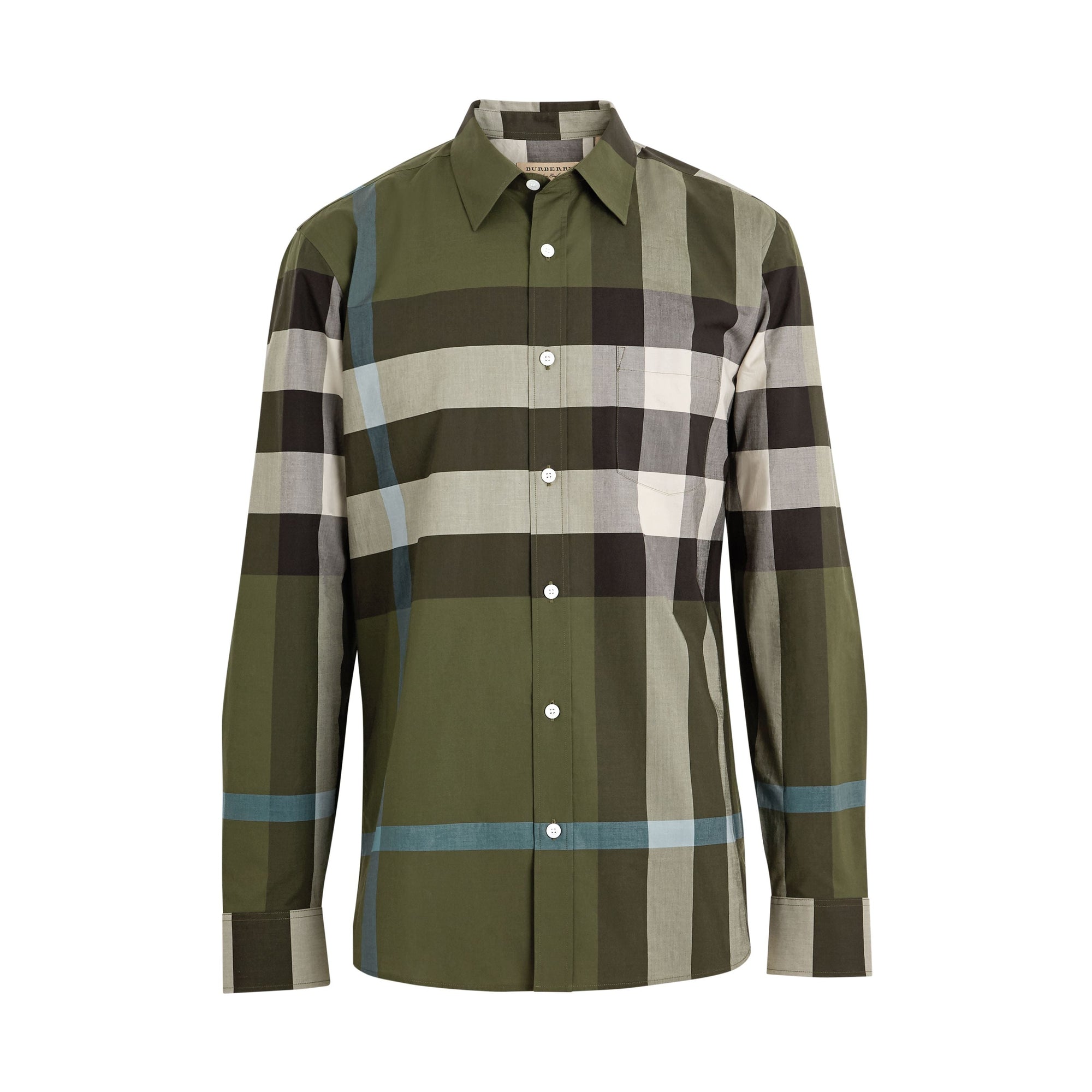 ANTIQUE GREEN IP CHK Chemise en coton extensible à motif check