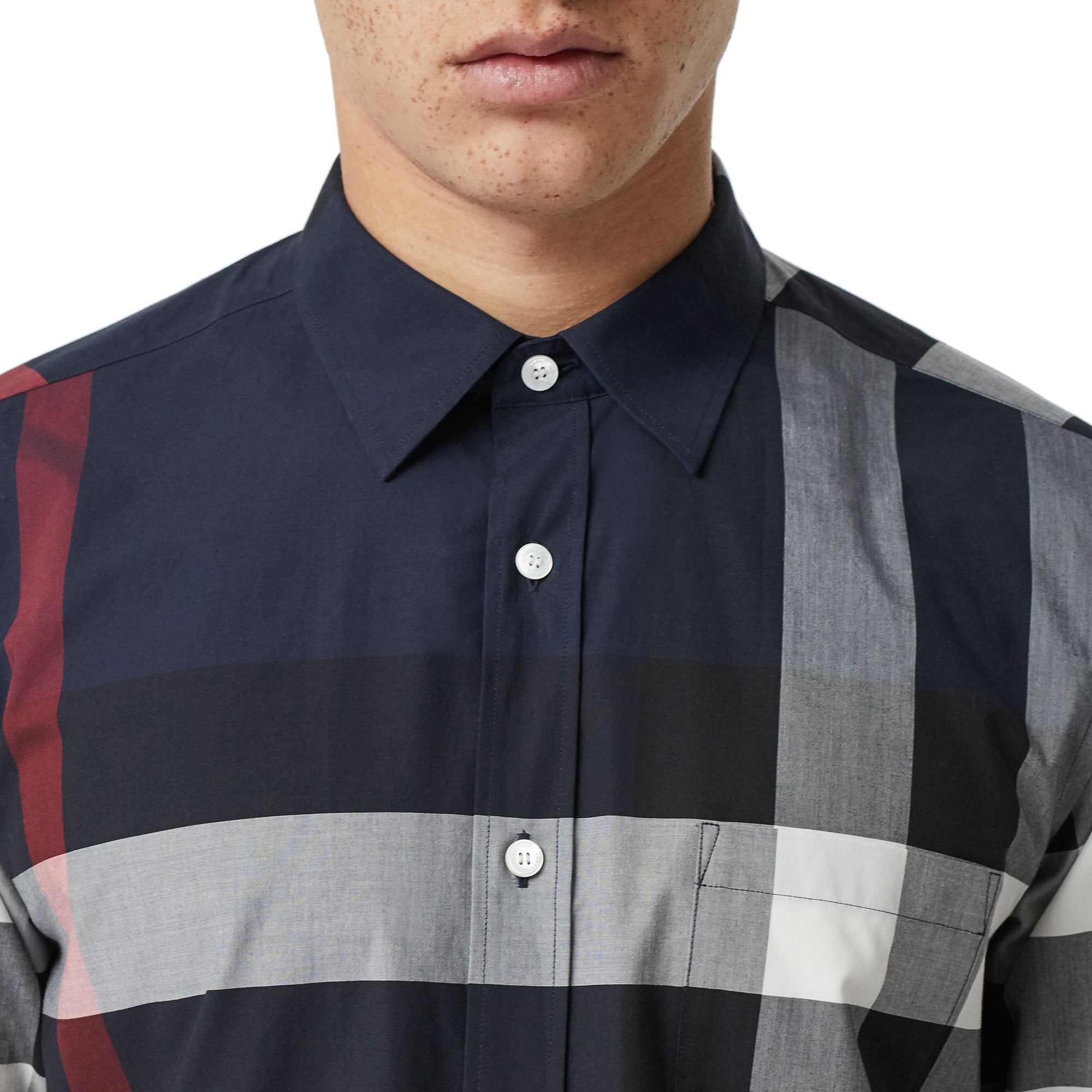 NAVY IP CHECK Chemise en coton extensible à motif check