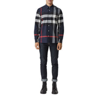 NAVY IP CHECK Chemise en coton extensible à motif check