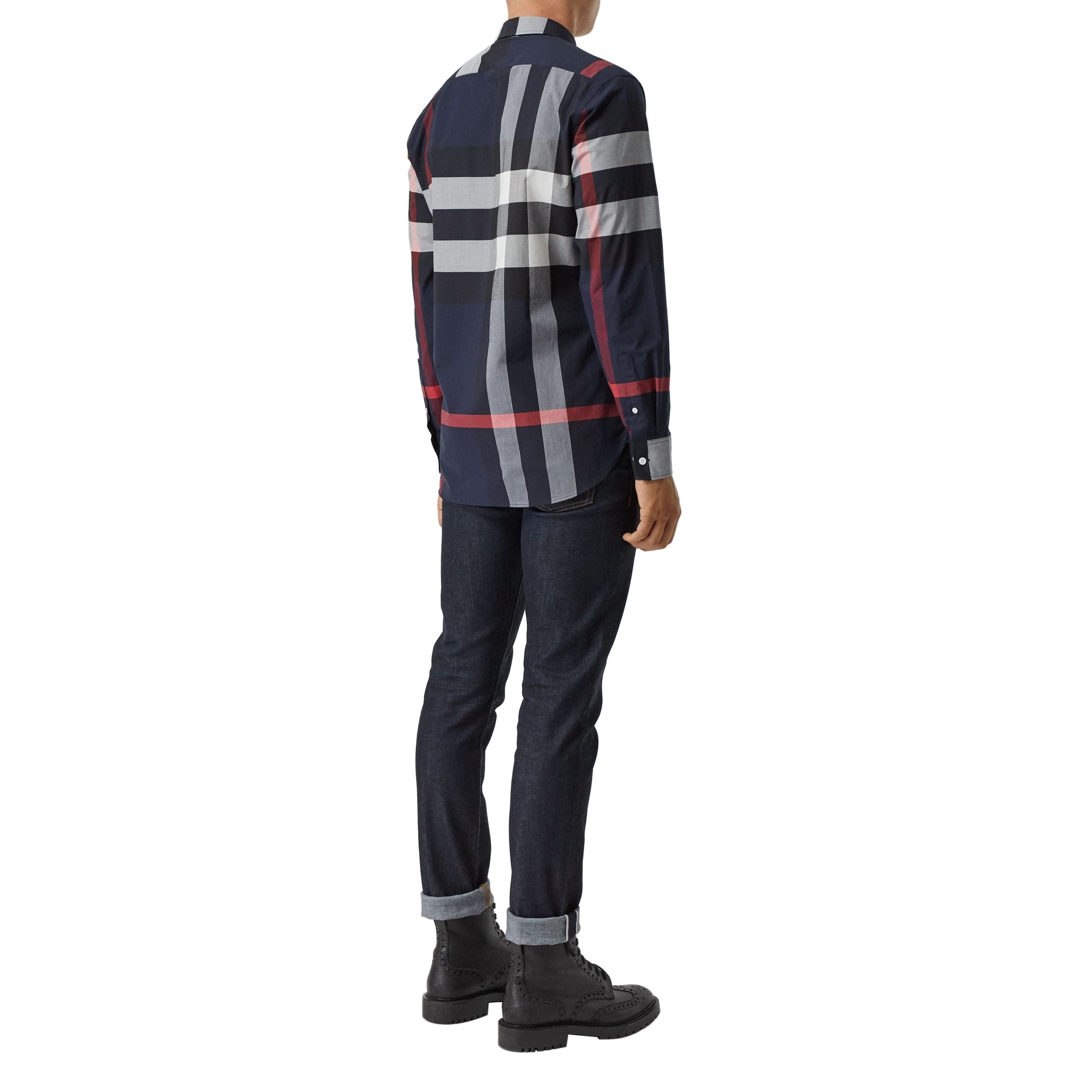 NAVY IP CHECK Chemise en coton extensible à motif check