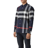 NAVY IP CHECK Chemise en coton extensible à motif check