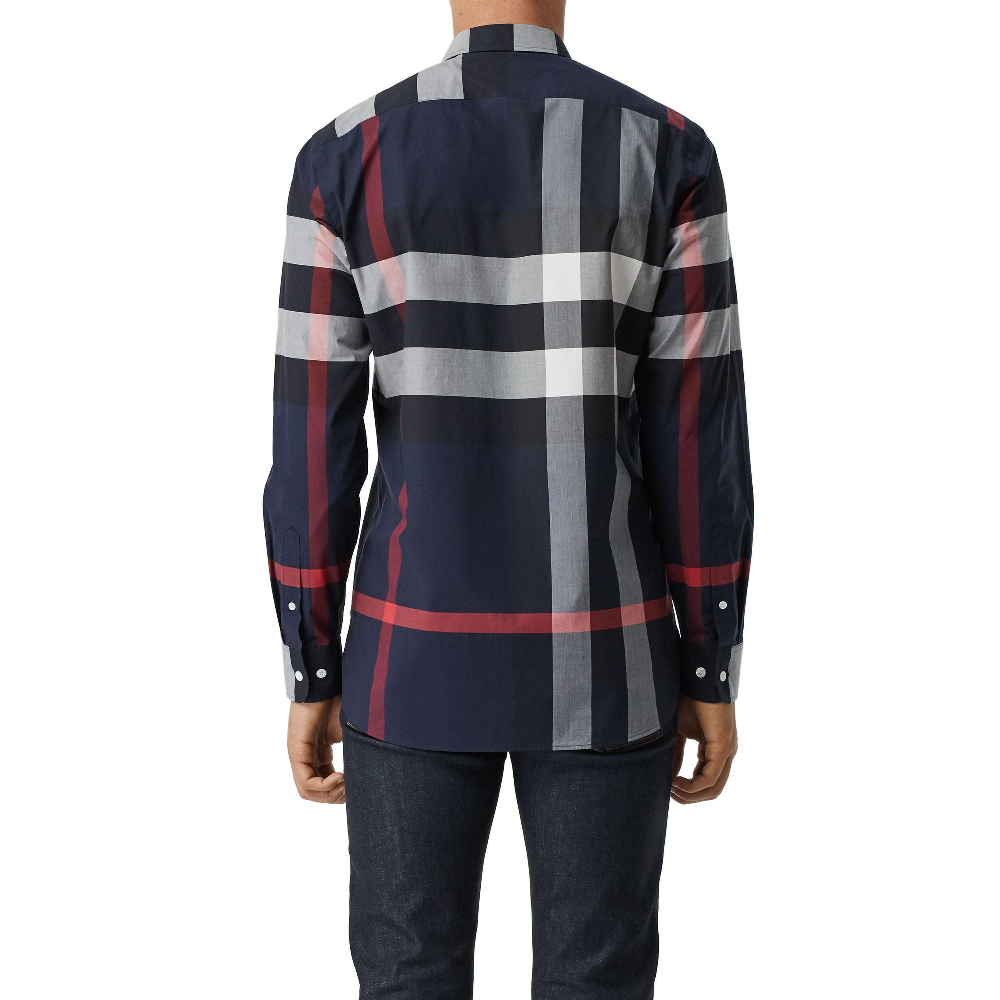 NAVY IP CHECK Chemise en coton extensible à motif check