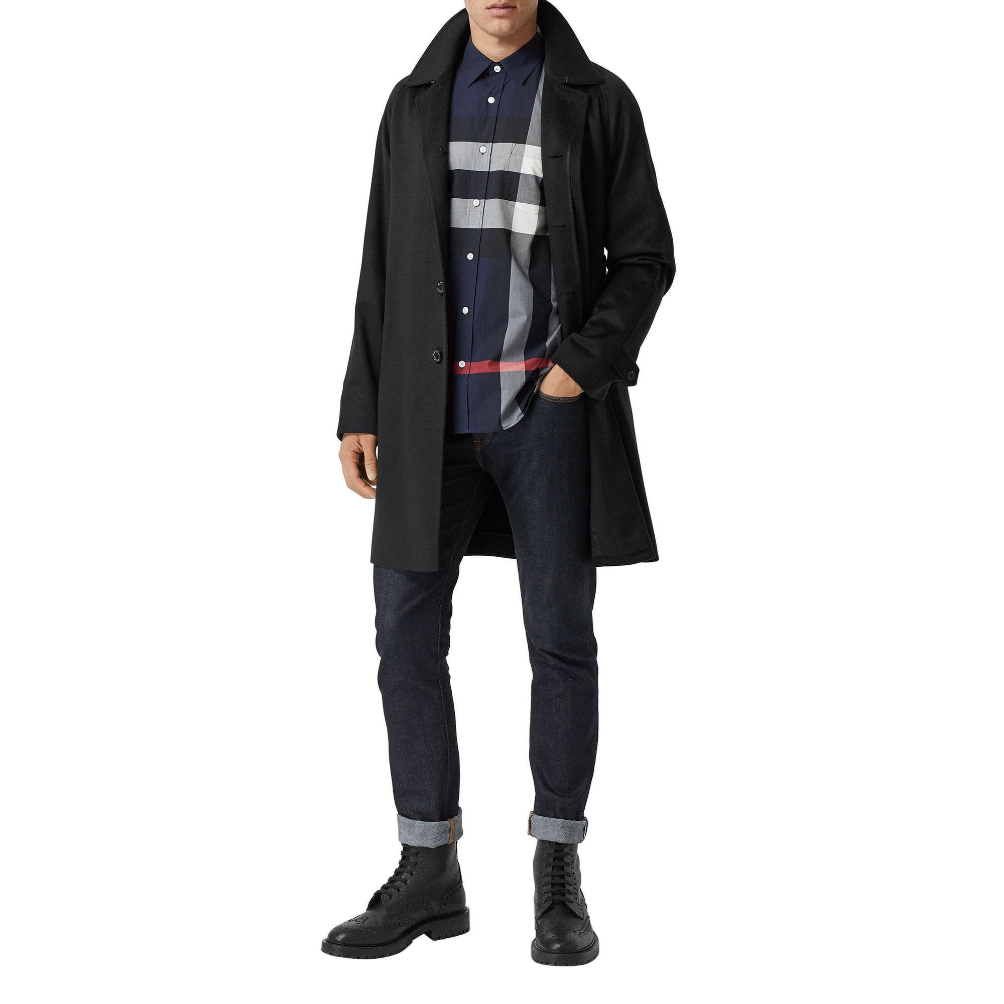 NAVY IP CHECK Chemise en coton extensible à motif check