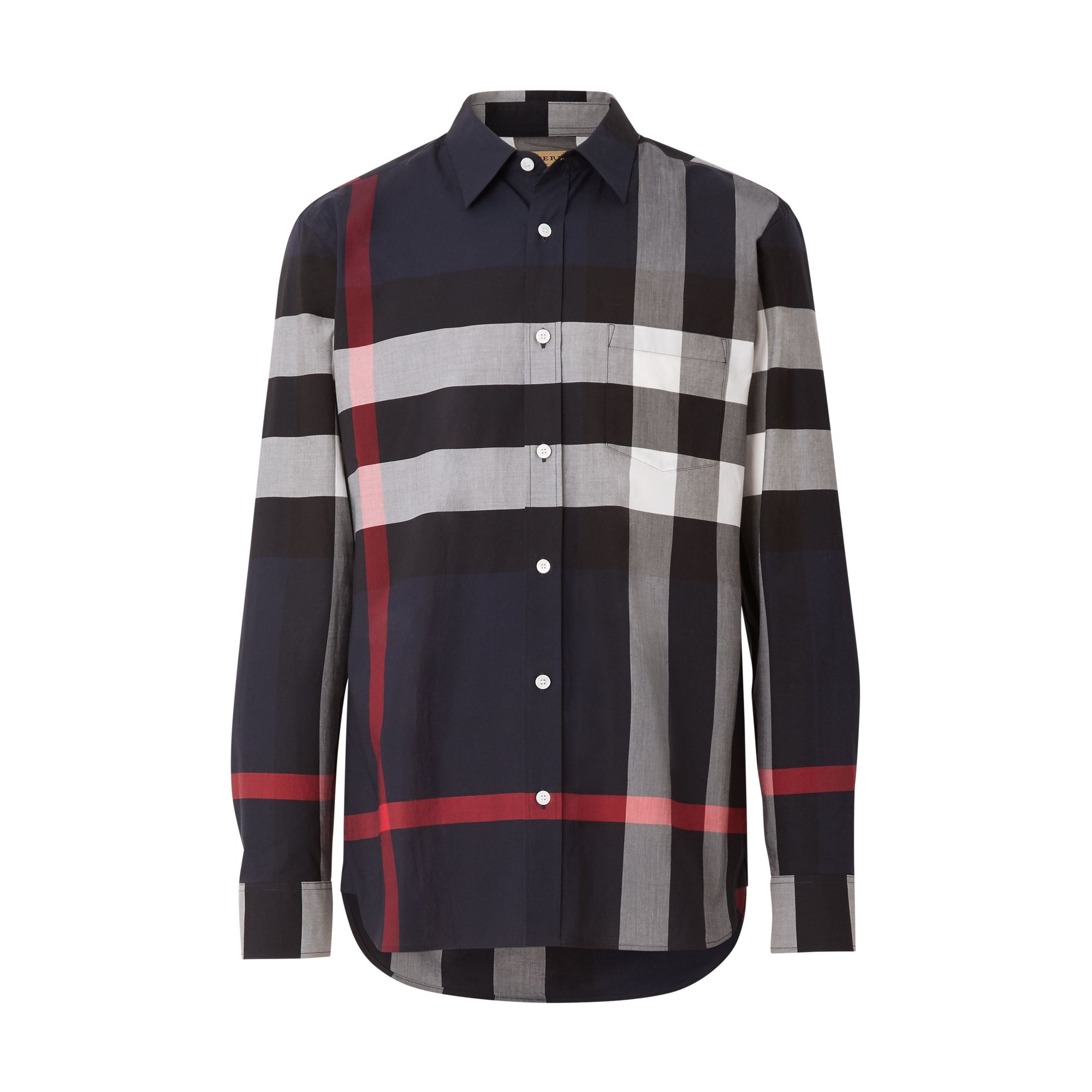 NAVY IP CHECK Chemise en coton extensible à motif check