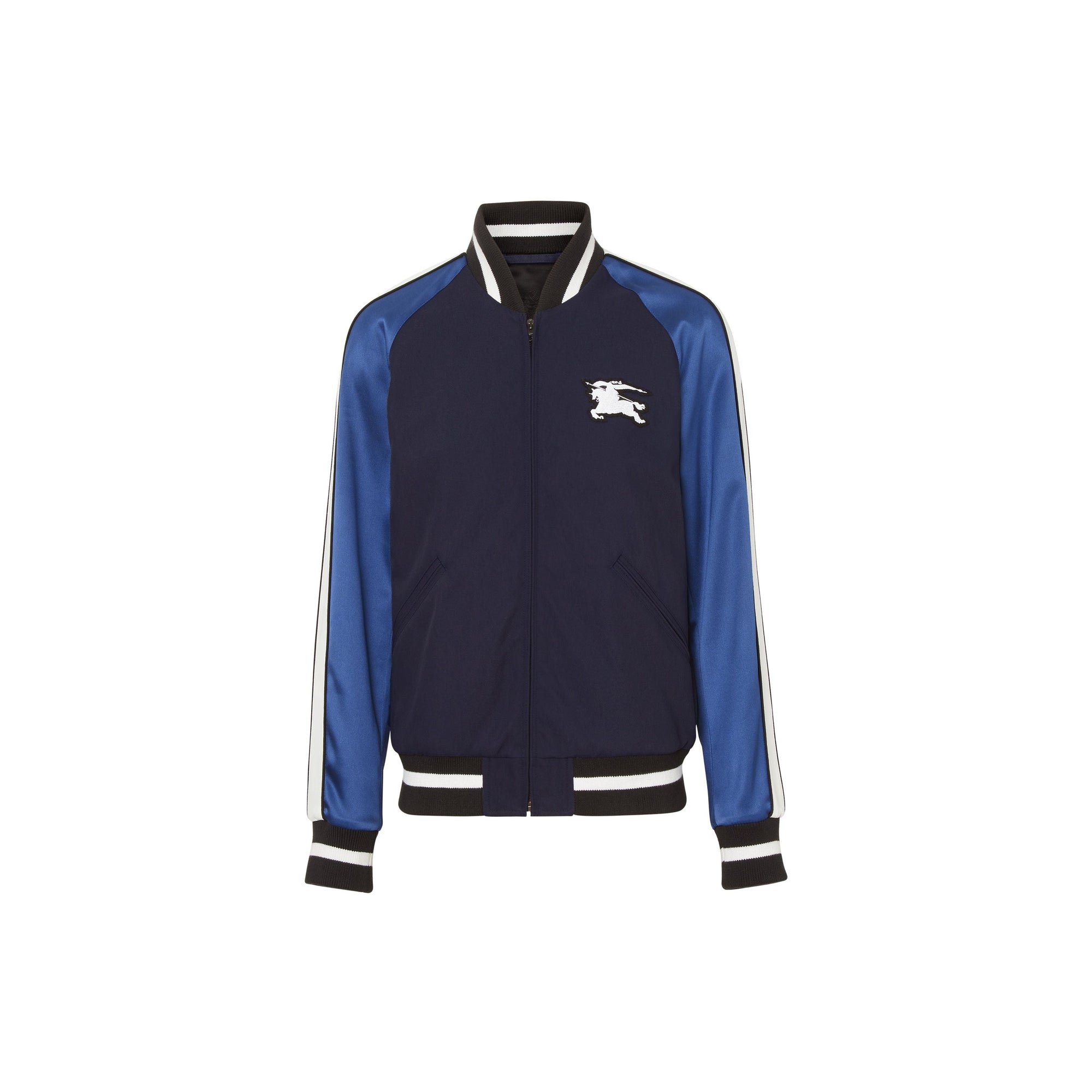 Veste de style varsity en nylon avec emblème du cavalier - Marine
