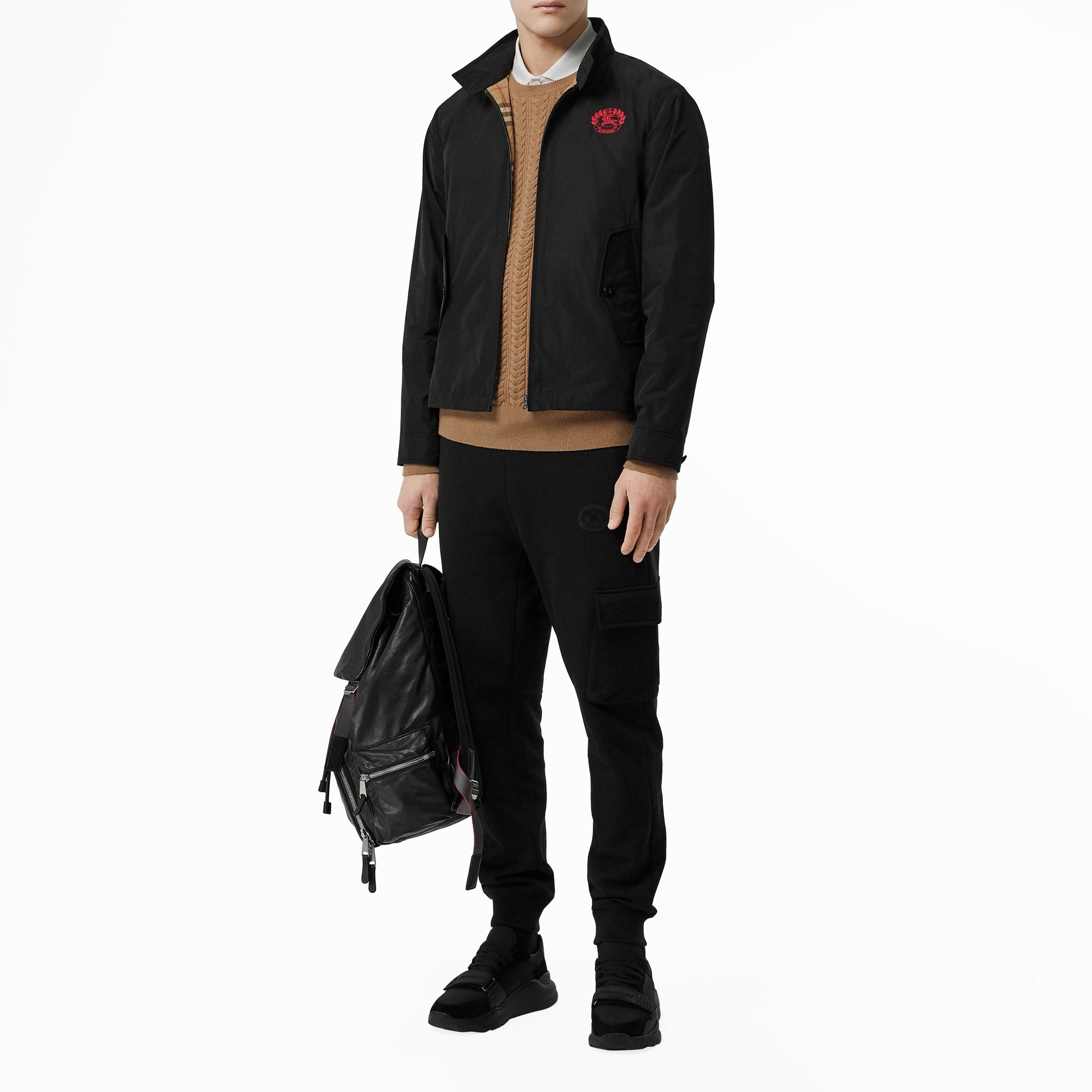 BLACK Veste Harrington en taffetas à mémoire de forme avec écusson