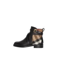 Bottines en cuir et coton house check - Noir