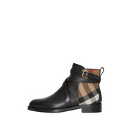 Bottines en cuir et coton house check - Noir