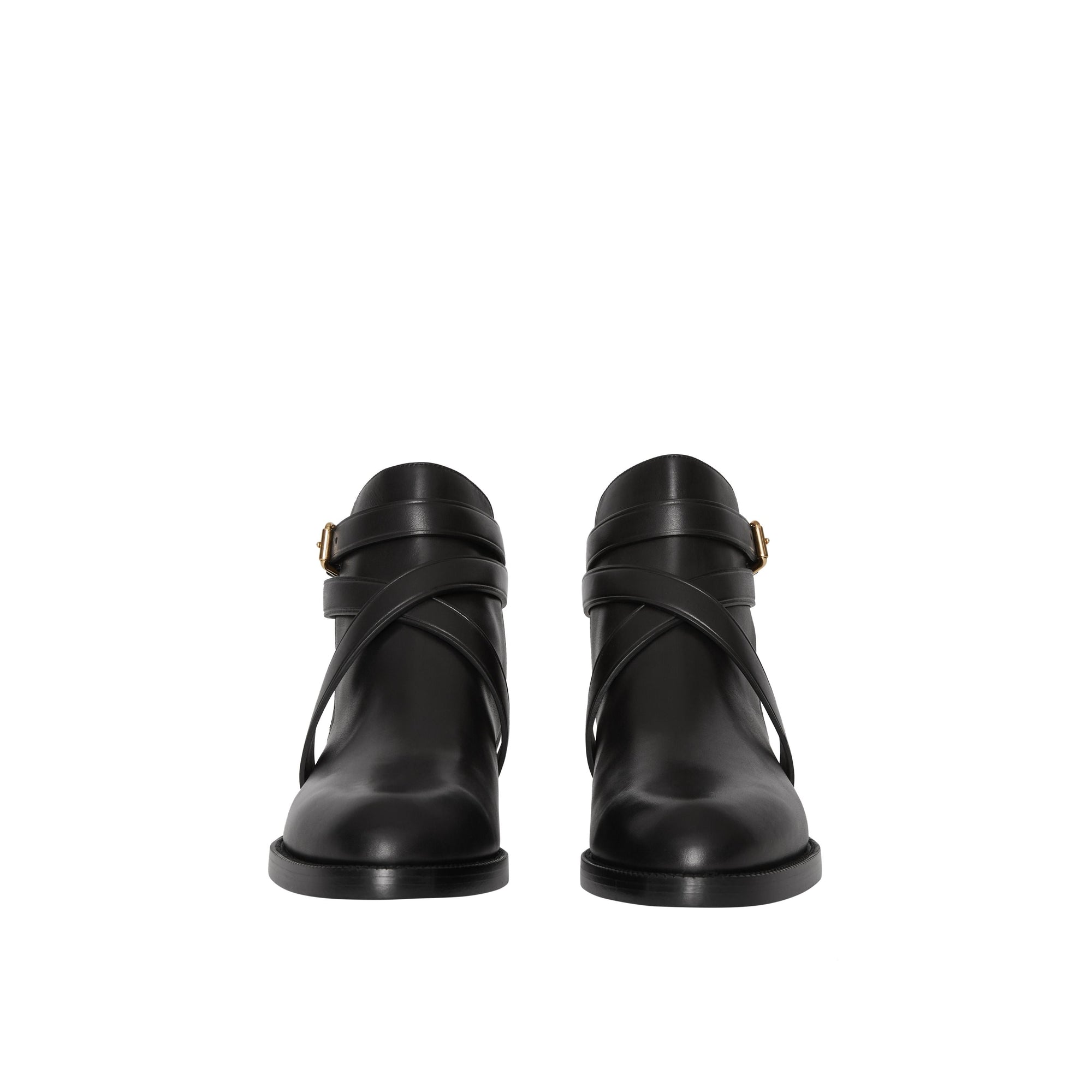 Bottines en cuir et coton house check - Noir