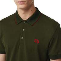 DARK ANTIQUE GREEN Polo en piqué de coton à bordure colorée