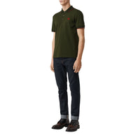 DARK ANTIQUE GREEN Polo en piqué de coton à bordure colorée