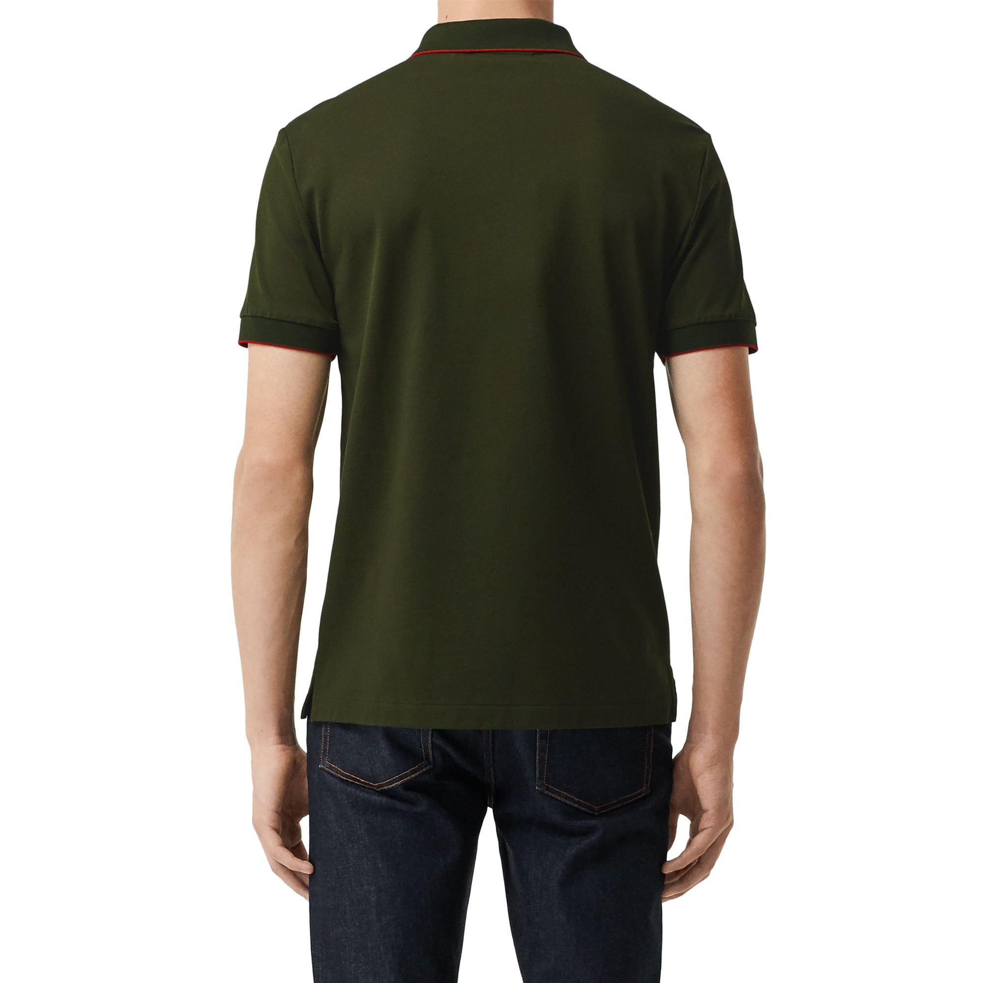 DARK ANTIQUE GREEN Polo en piqué de coton à bordure colorée