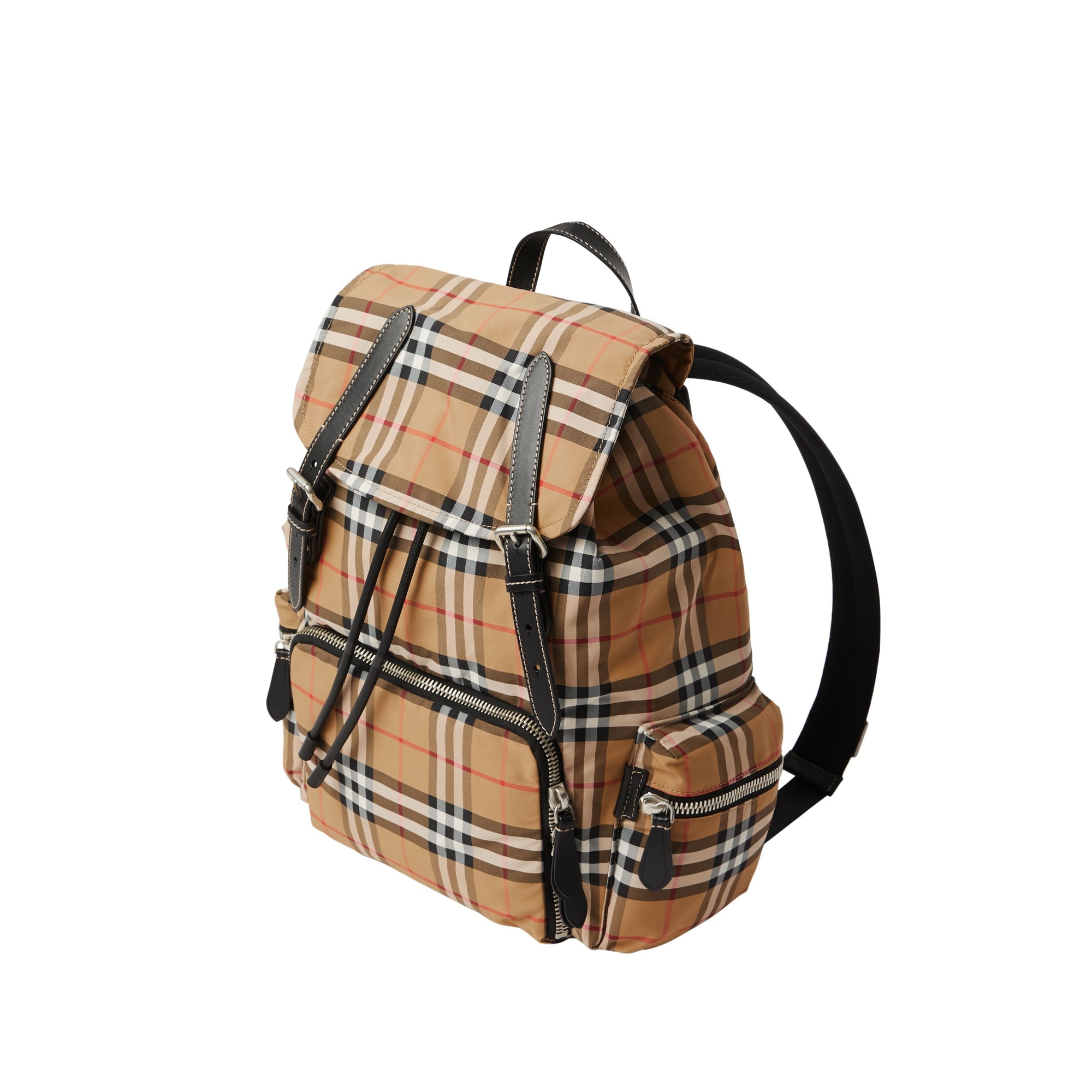 ANTIQUE YELLOW Grand sac The Rucksack en nylon à motif Vintage check
