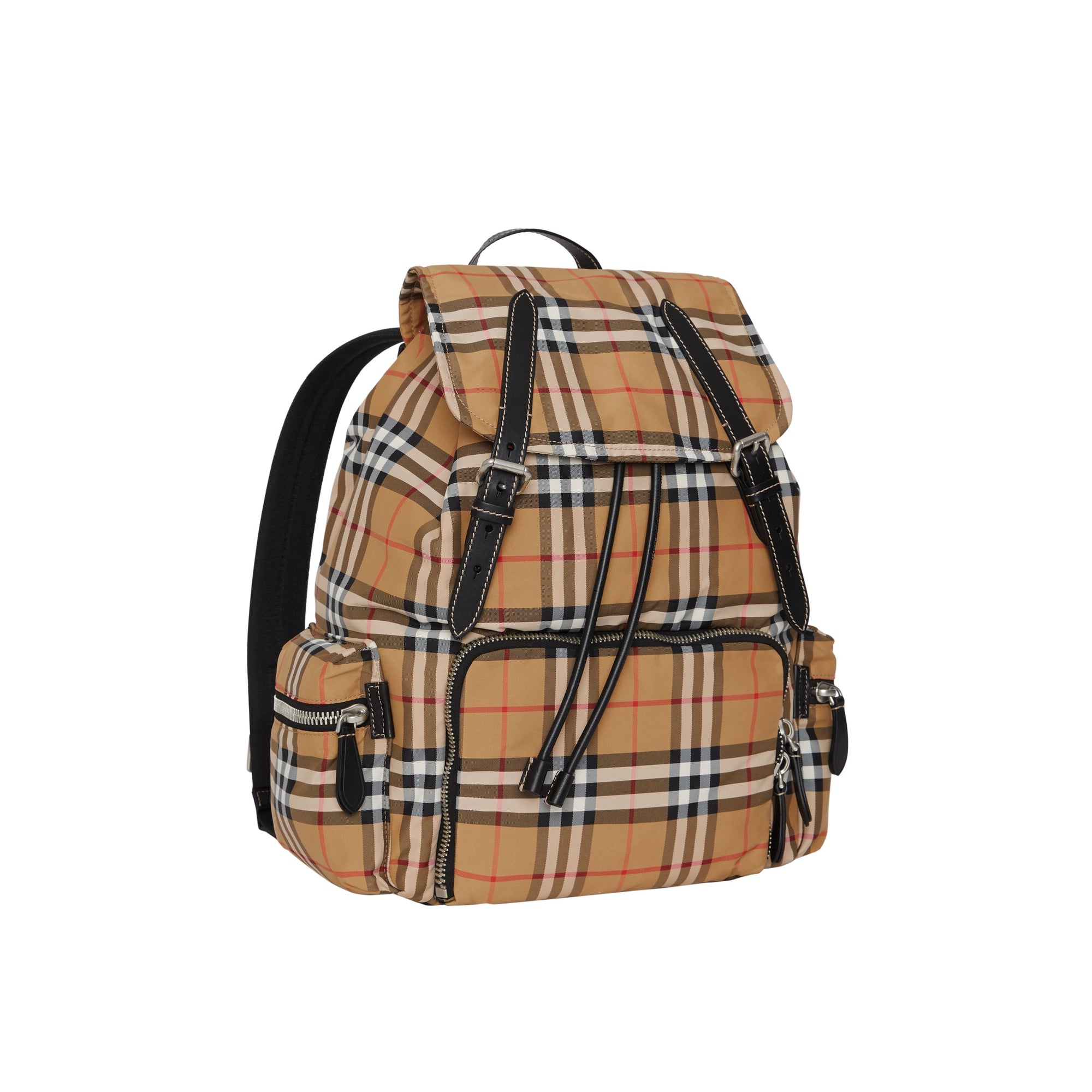 ANTIQUE YELLOW Grand sac The Rucksack en nylon à motif Vintage check