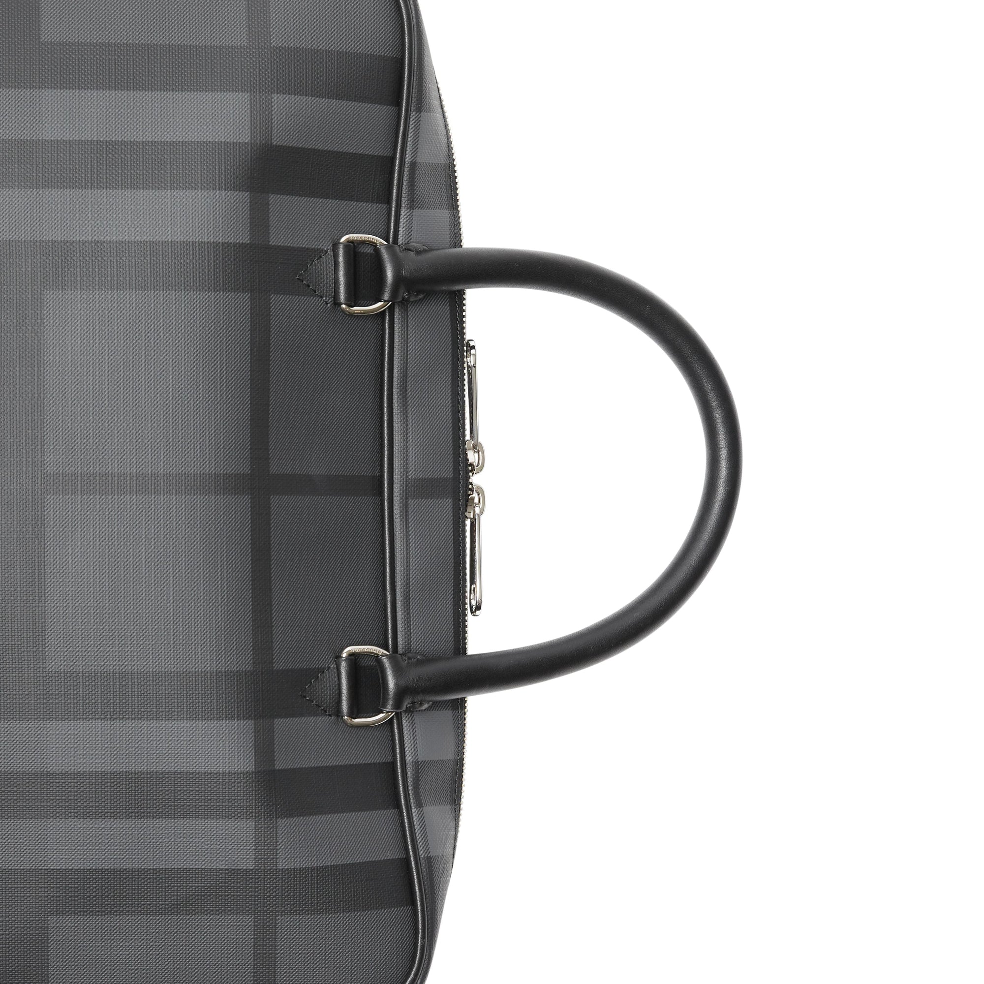 Attaché-case en cuir à motif london check - Anthracite & noir