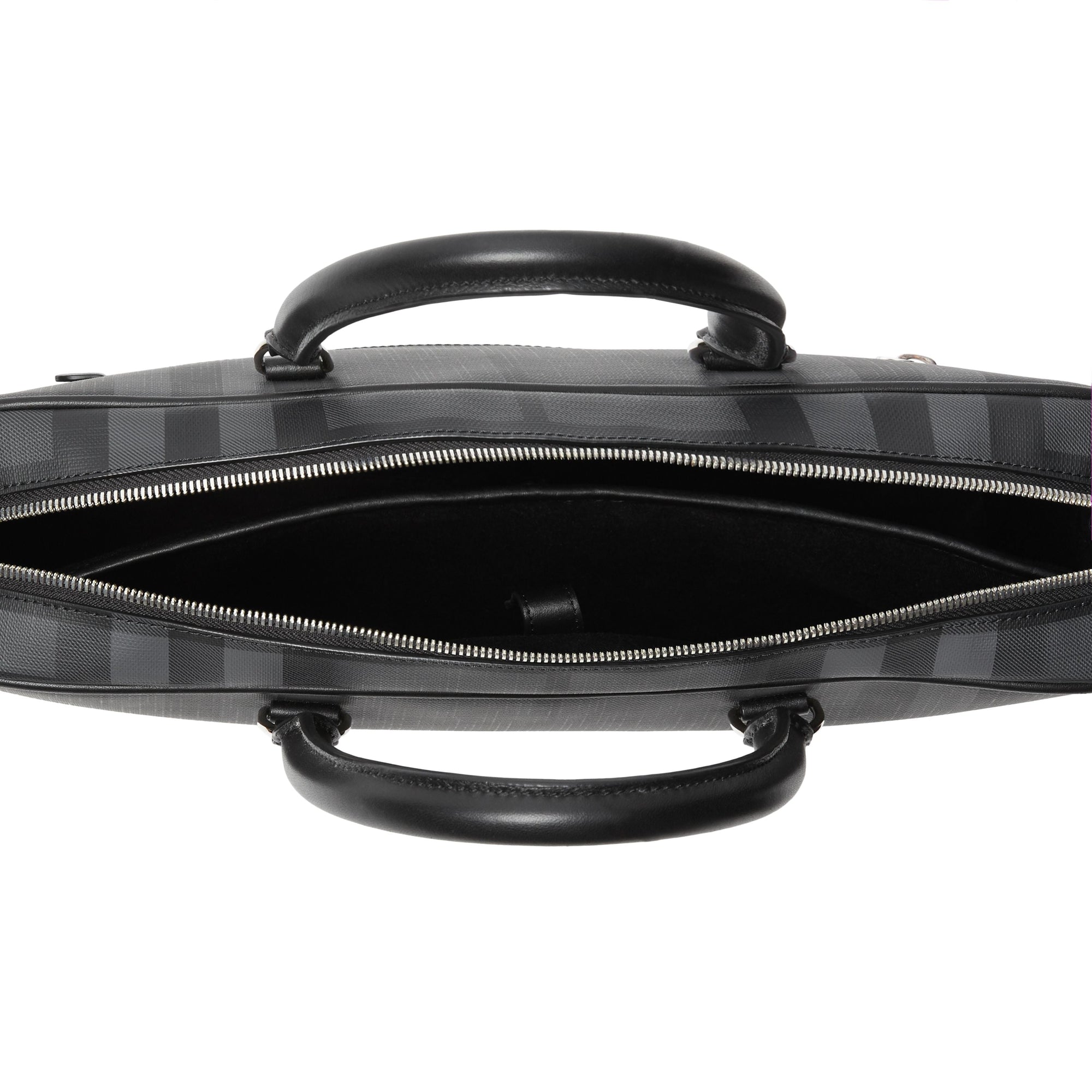Attaché-case en cuir à motif london check - Anthracite & noir