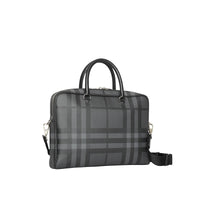 Attaché-case en cuir à motif london check - Anthracite & noir