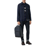 NAVY Sac à dos en cuir à motif London check