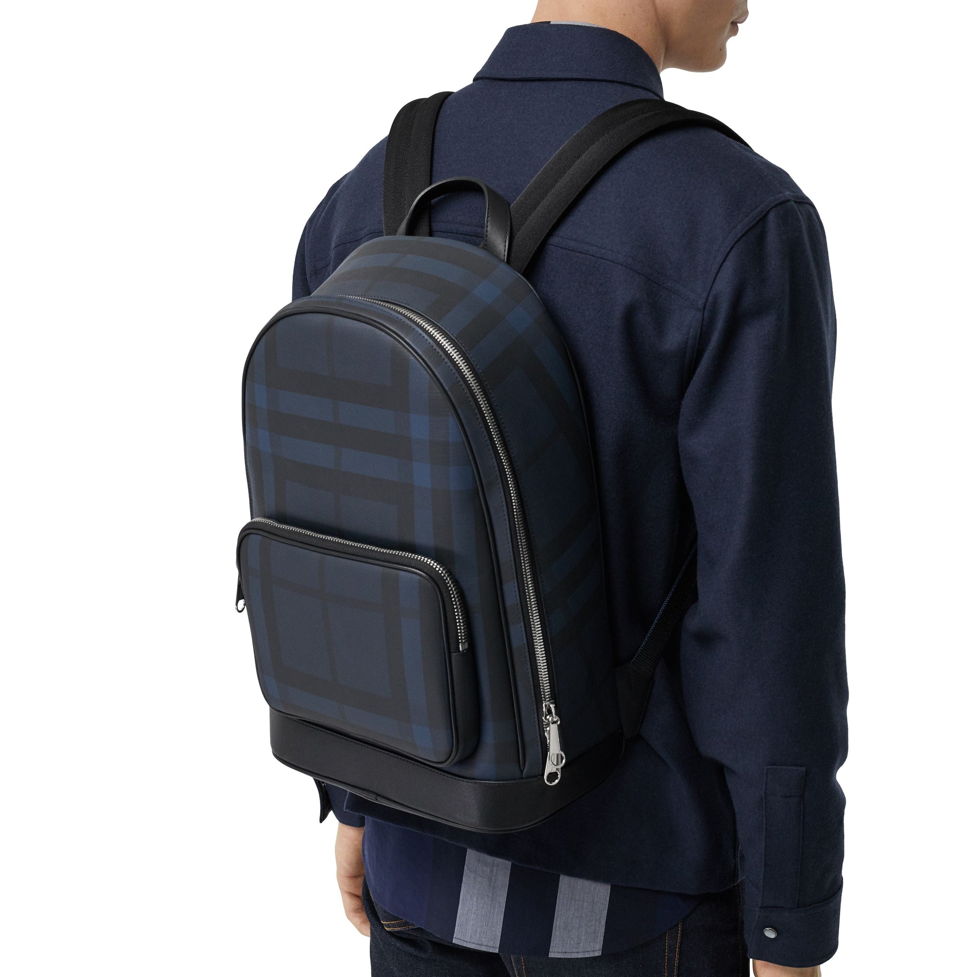 NAVY Sac à dos en cuir à motif London check